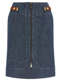 Fendi Chambray Denim Skirt Blue