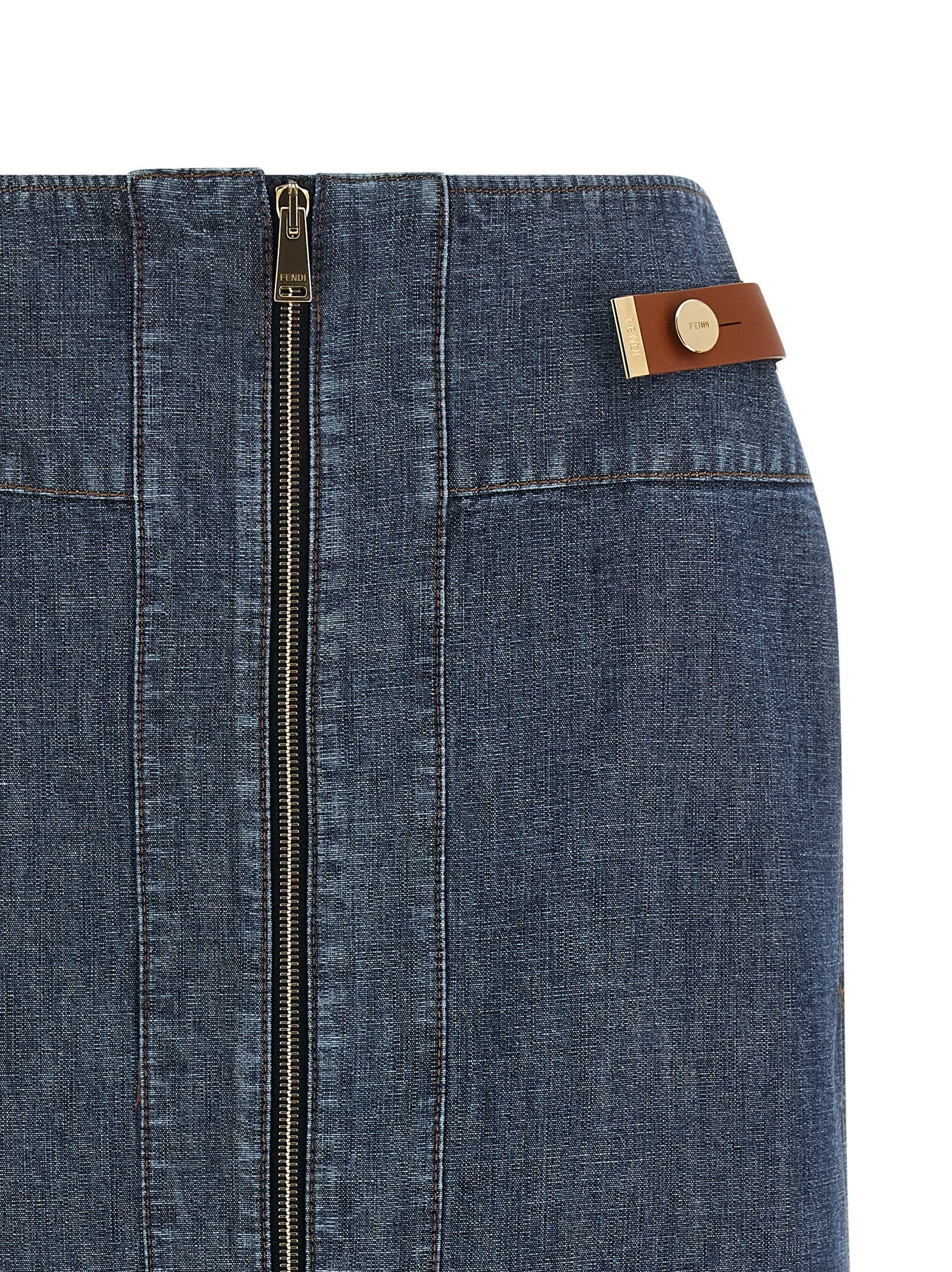 Fendi Chambray Denim Skirt Blue