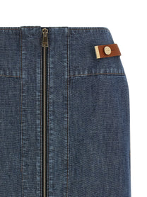 Fendi Chambray Denim Skirt Blue