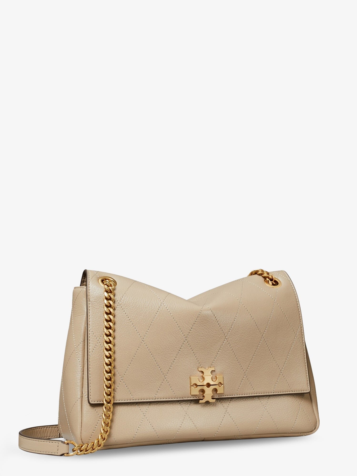 Tory Burch Women's Charlie Leather Shoulder Bag SoftCement