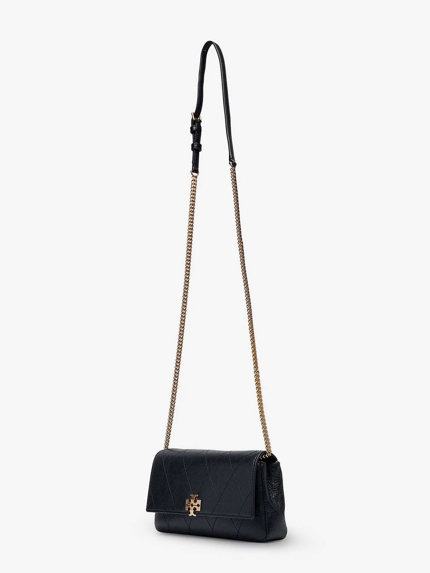 Tory Burch Women's Charlie Quilted Chain Wallet Leather Crossbody Bag Black