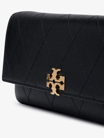 Tory Burch Women's Charlie Quilted Chain Wallet Leather Crossbody Bag Black