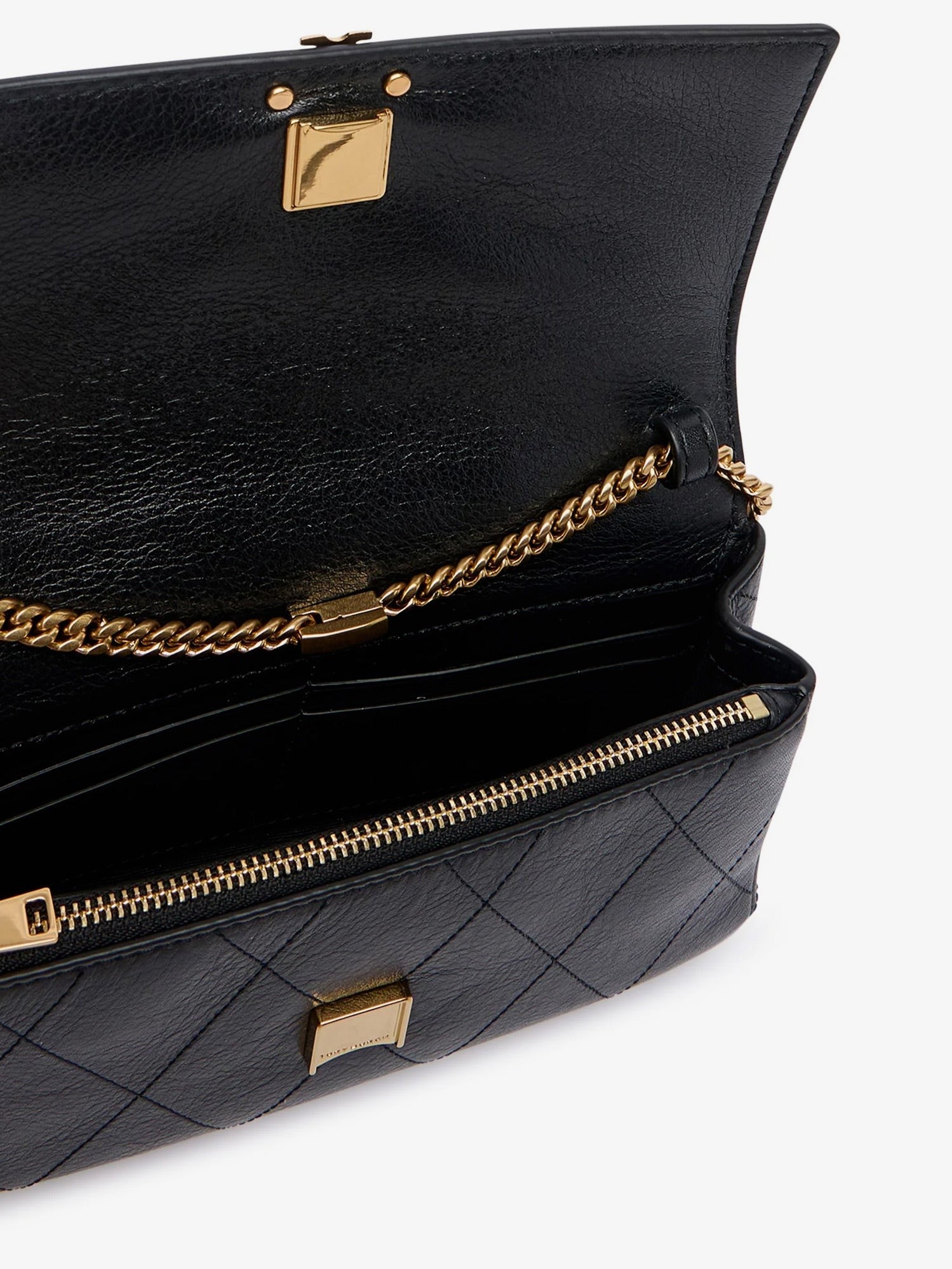 Tory Burch Women's Charlie Quilted Chain Wallet Leather Crossbody Bag Black
