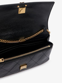 Tory Burch Women's Charlie Quilted Chain Wallet Leather Crossbody Bag Black