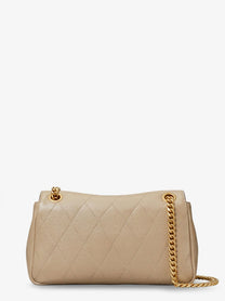 Tory Burch Women's Charlie Quilted Chain Wallet Shoulder Bag SoftCement