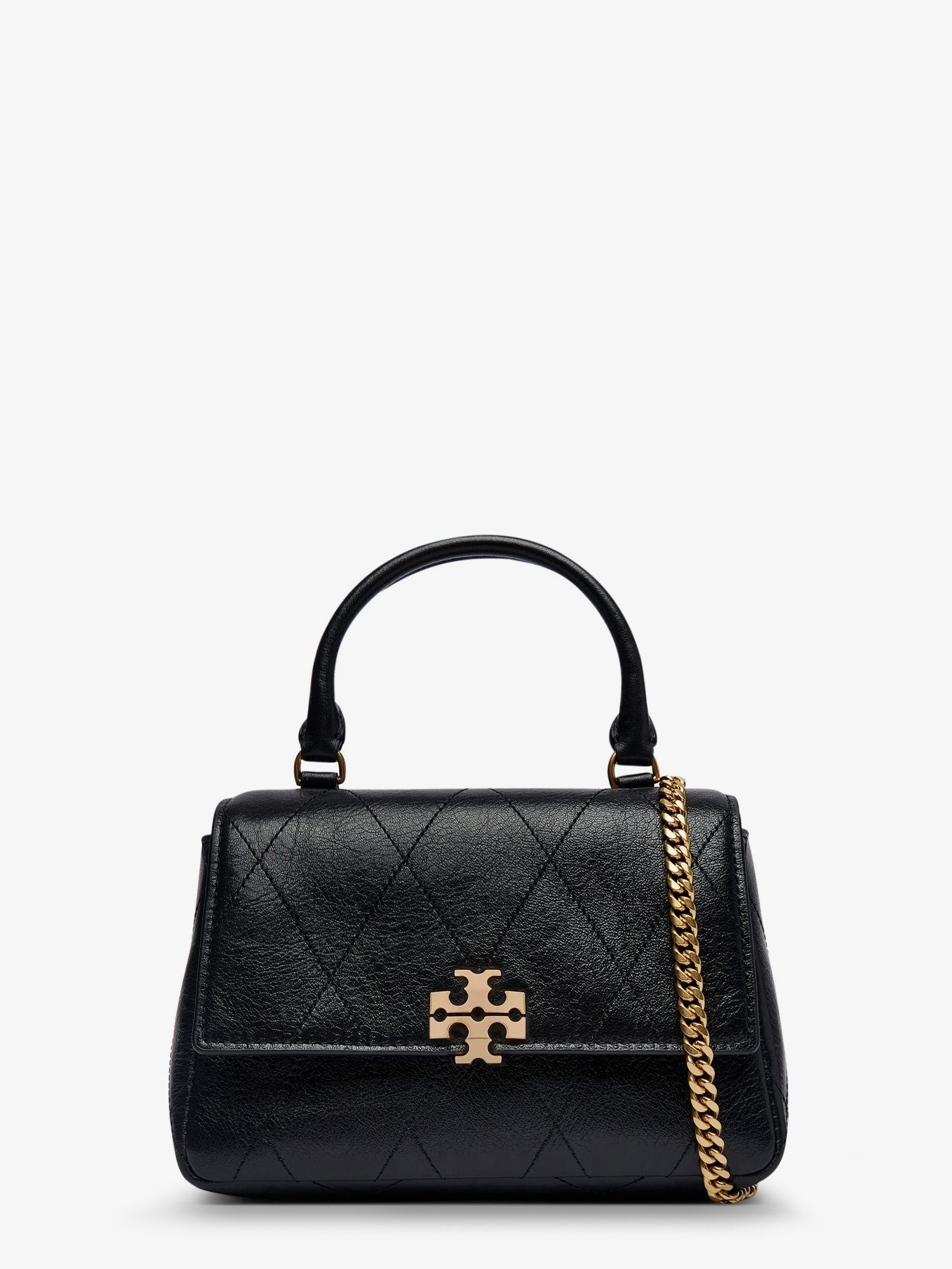 Tory Burch Women's Charlie Quilted Mini Top Handle Chain Wallet Crossbody Bag Black
