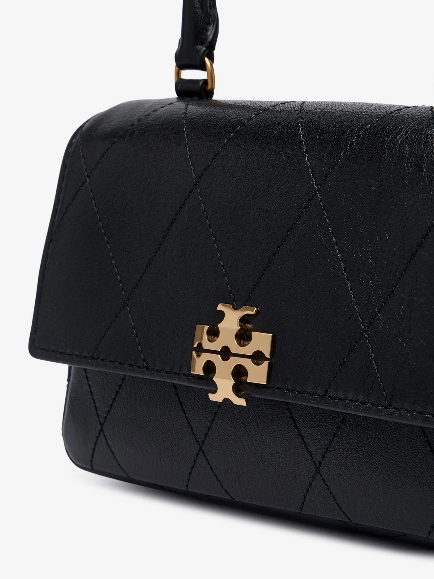 Tory Burch Women's Charlie Quilted Mini Top Handle Chain Wallet Crossbody Bag Black