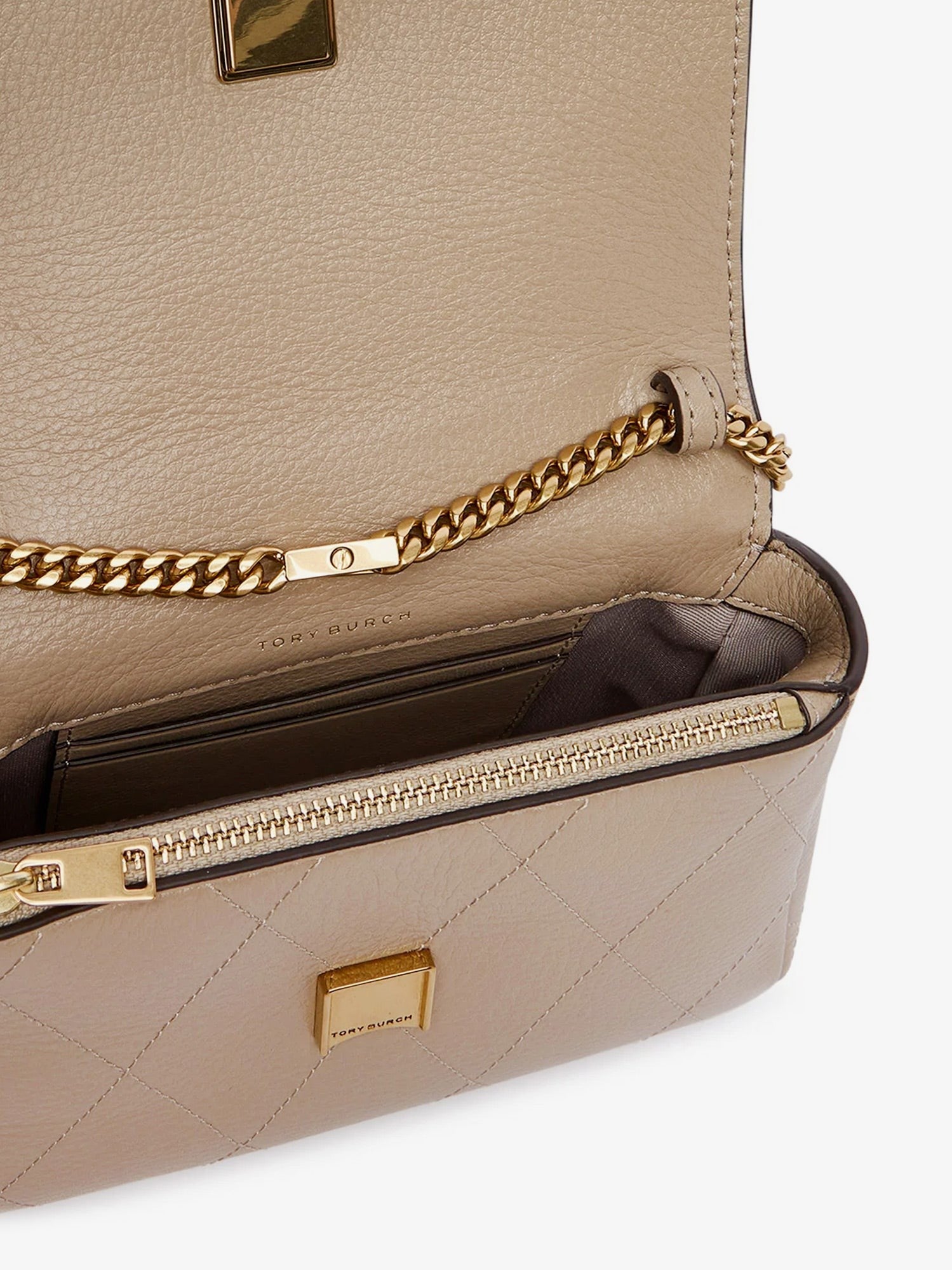 Tory Burch Women's Charlie Quilted Top Handle Chain Wallet Crossbodybag SoftCement