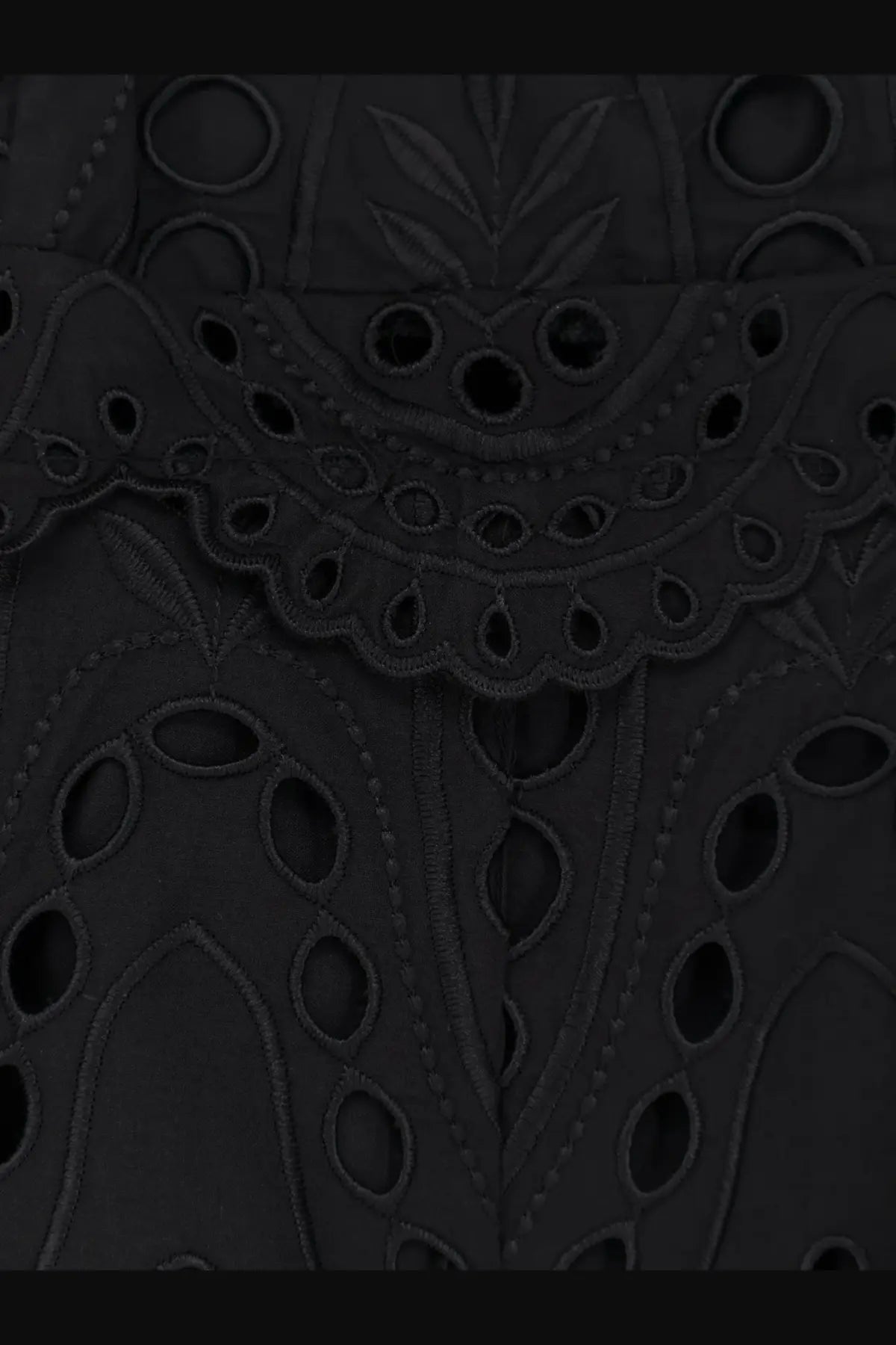 Charo Ruiz Ibiza women’s glimmer long dress black featuring black embroidered lace with intricate circular and leaf patterns