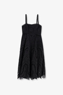 Charo Ruiz Ibiza women’s glimmer long dress black featuring delicate eyelet lace cutouts and thin straps