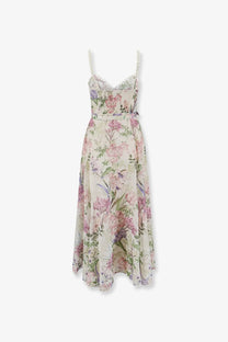 Charo Ruiz ibiza women’s iraso dress white flowing floral maxi dress with delicate spaghetti straps and fitted waistband