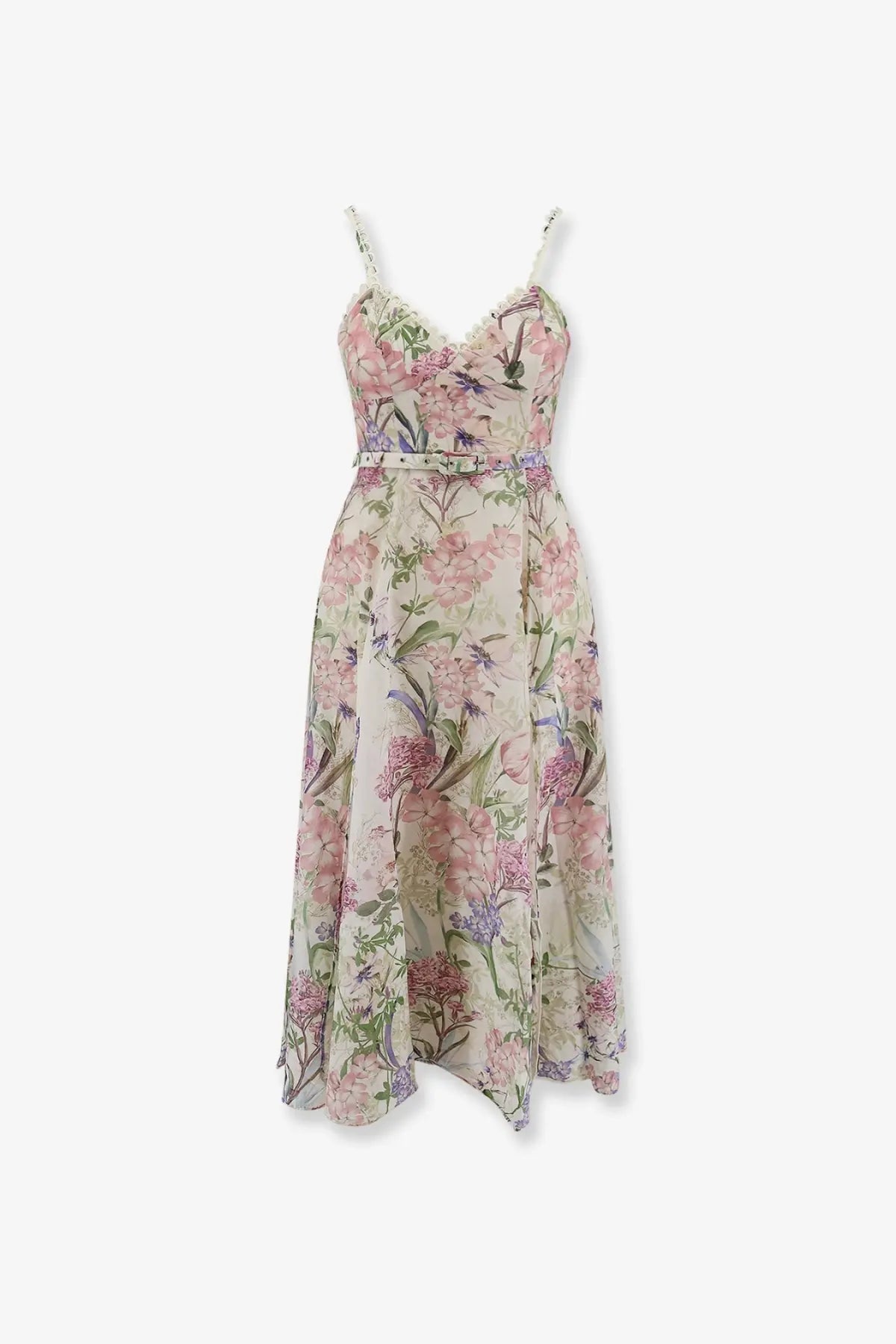 Charo ruiz ibiza women’s iraso dress white midi dress with floral pattern delicate spaghetti straps fitted waistband