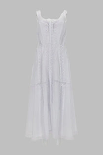 Charo ruiz women’s abito lungo dafelle white flowing sleeveless dress with delicate lace detailing on front and sides