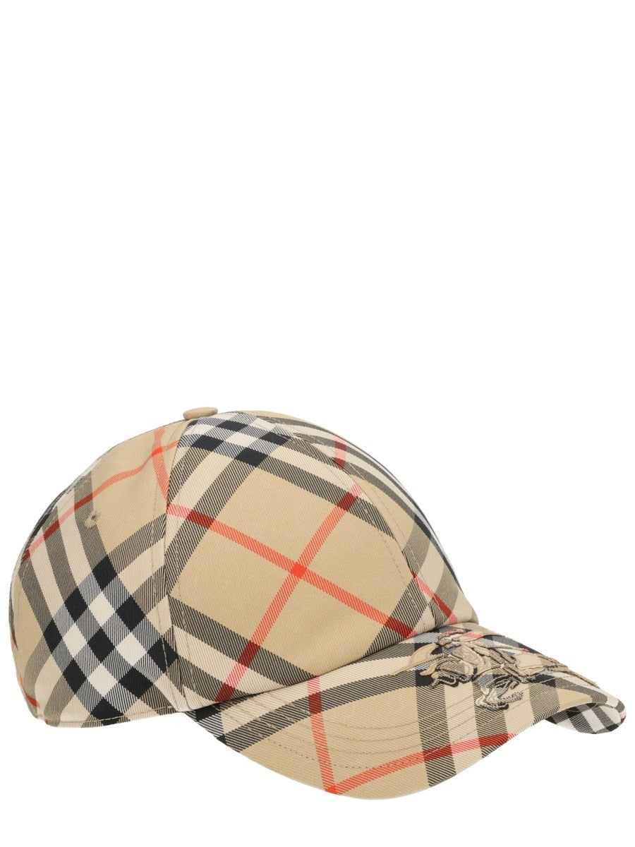 Burberry Men's Check Baseball Hat Beige