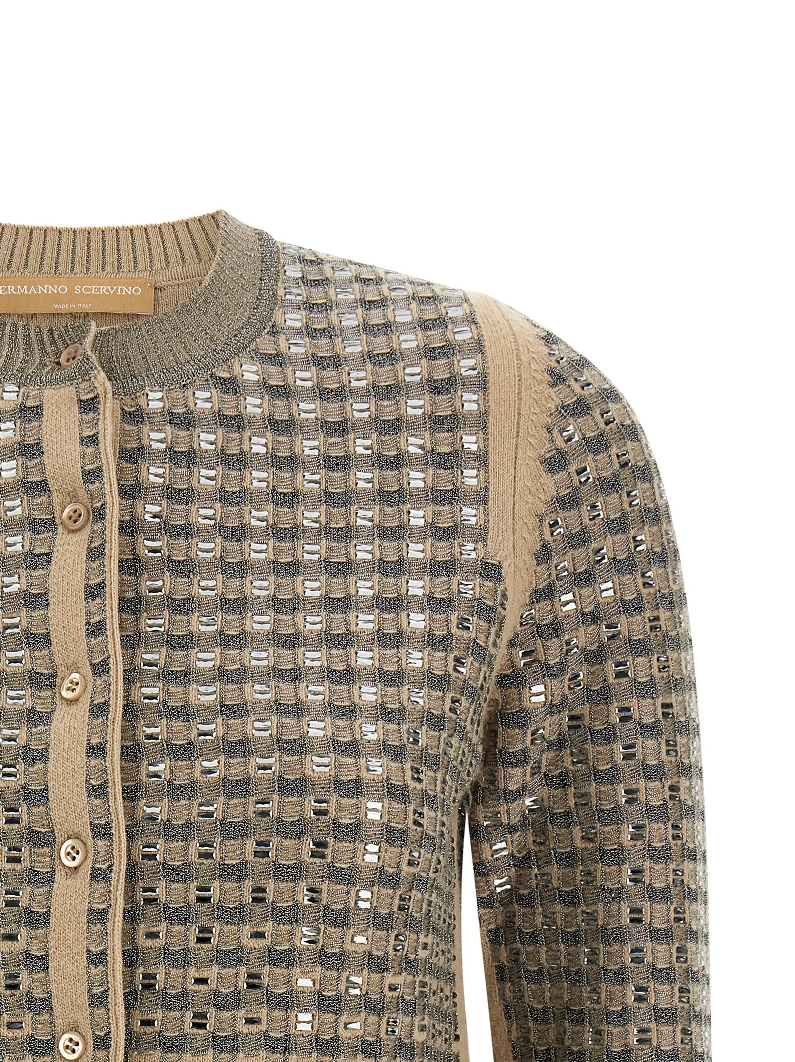 Ermanno Scervino Check Cardigan Beige