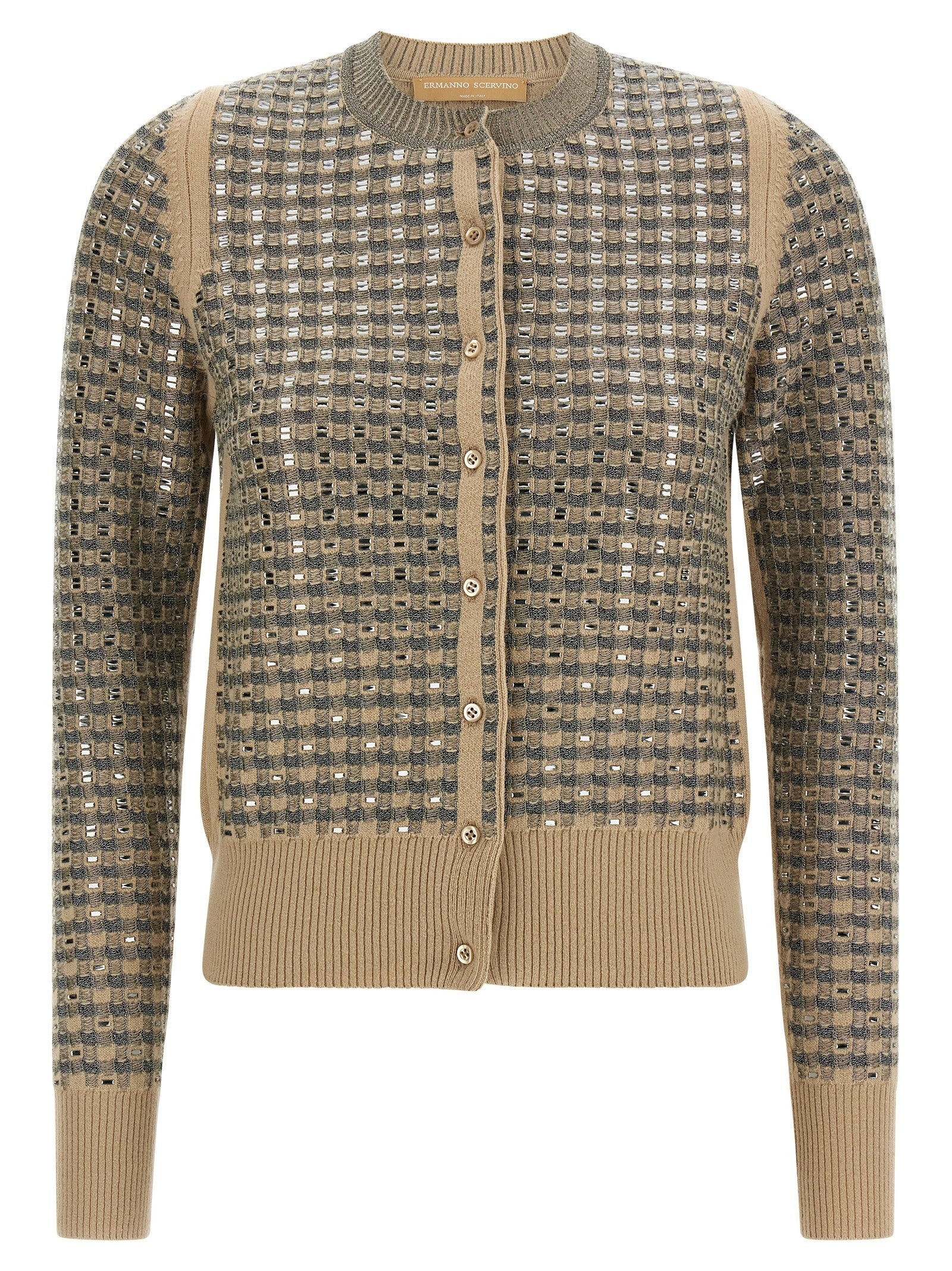 Ermanno Scervino Check Cardigan Beige
