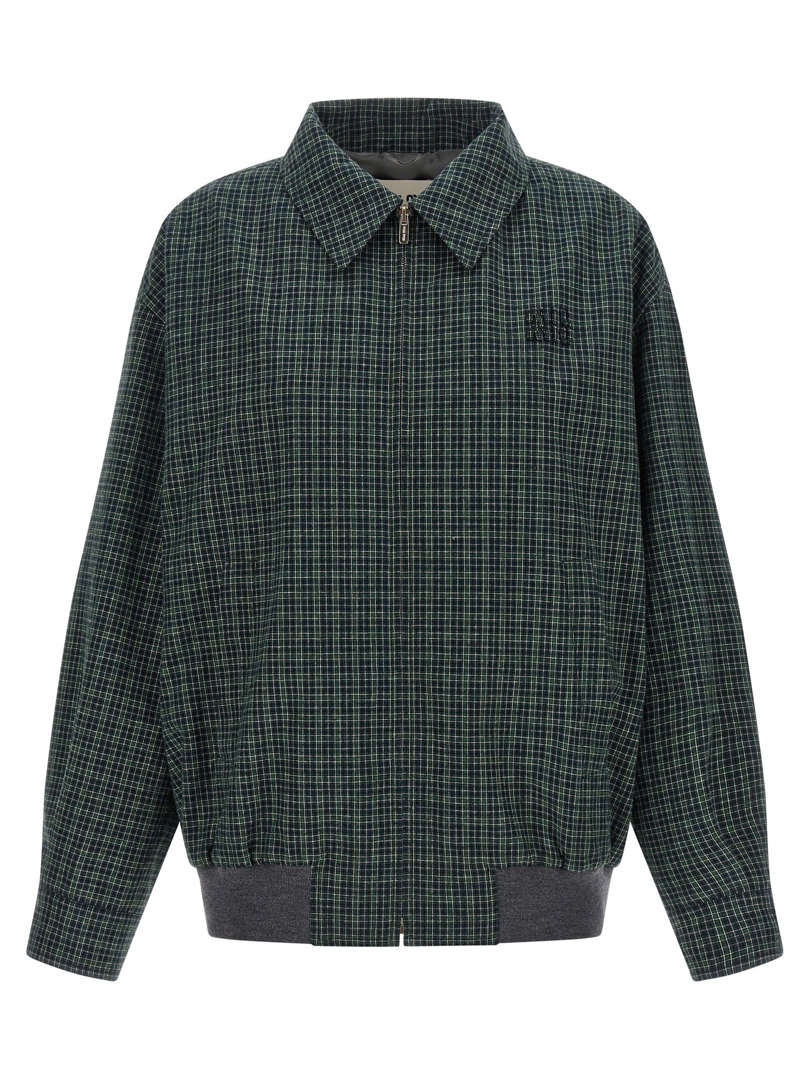 Miu Miu Check Cotton Blouson Green