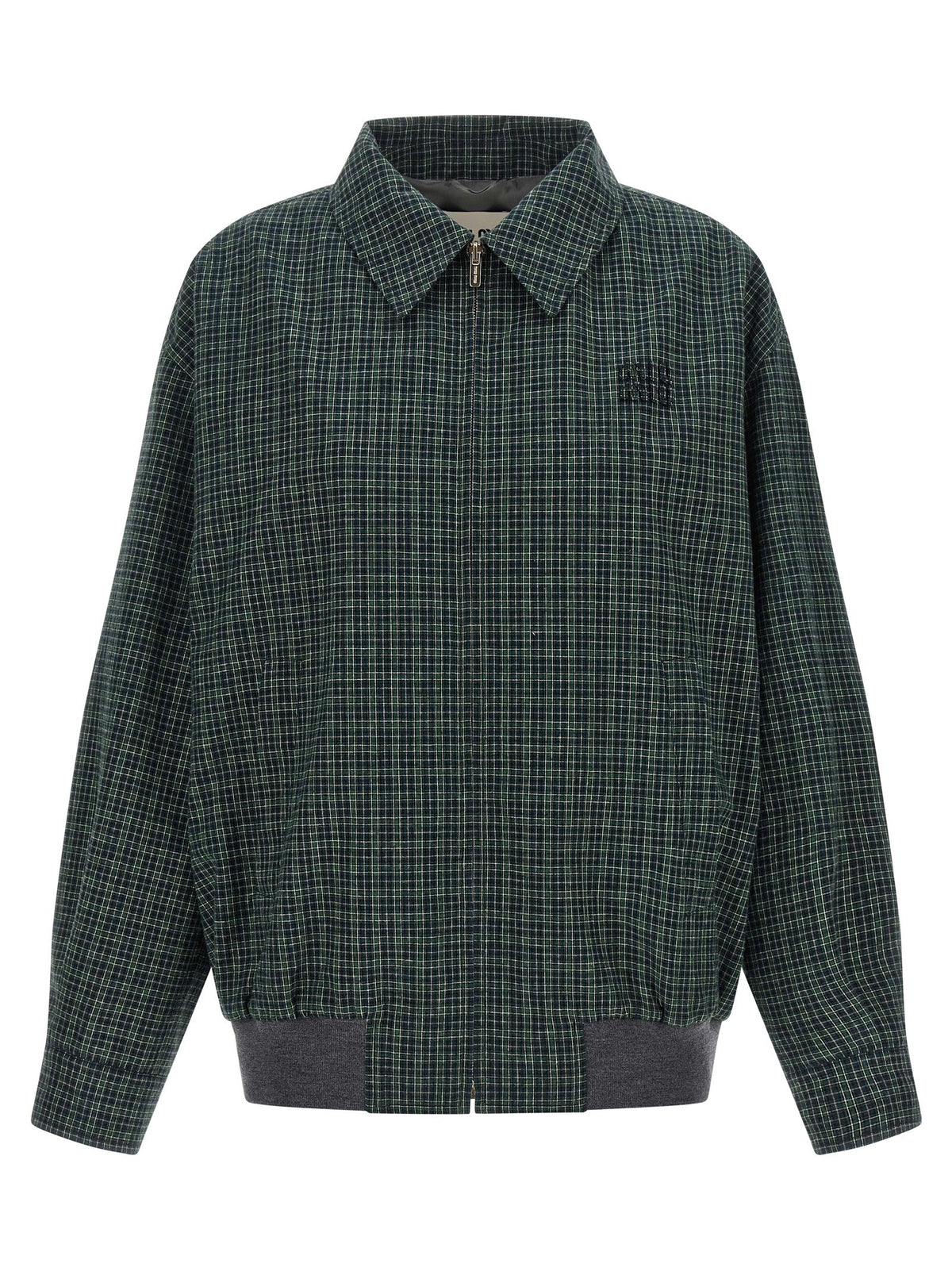 Miu Miu Check Cotton Blouson Green