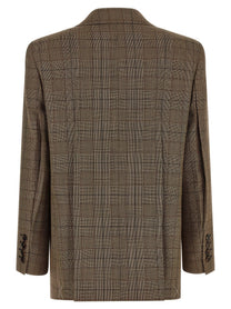 Chloé Check Double Breasted Blazer Brown