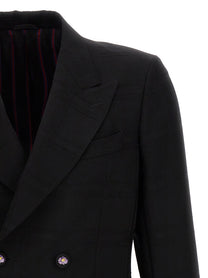 ETRO Check Double Breasted Blazer Black