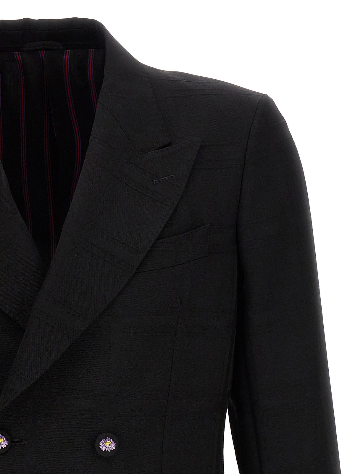 ETRO Check Double Breasted Blazer Black, view 3