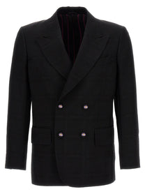 ETRO Check Double Breasted Blazer Black