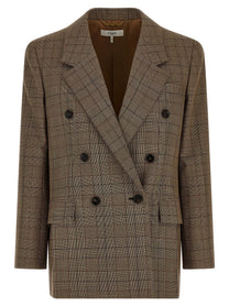 Chloé Check Double Breasted Blazer Brown
