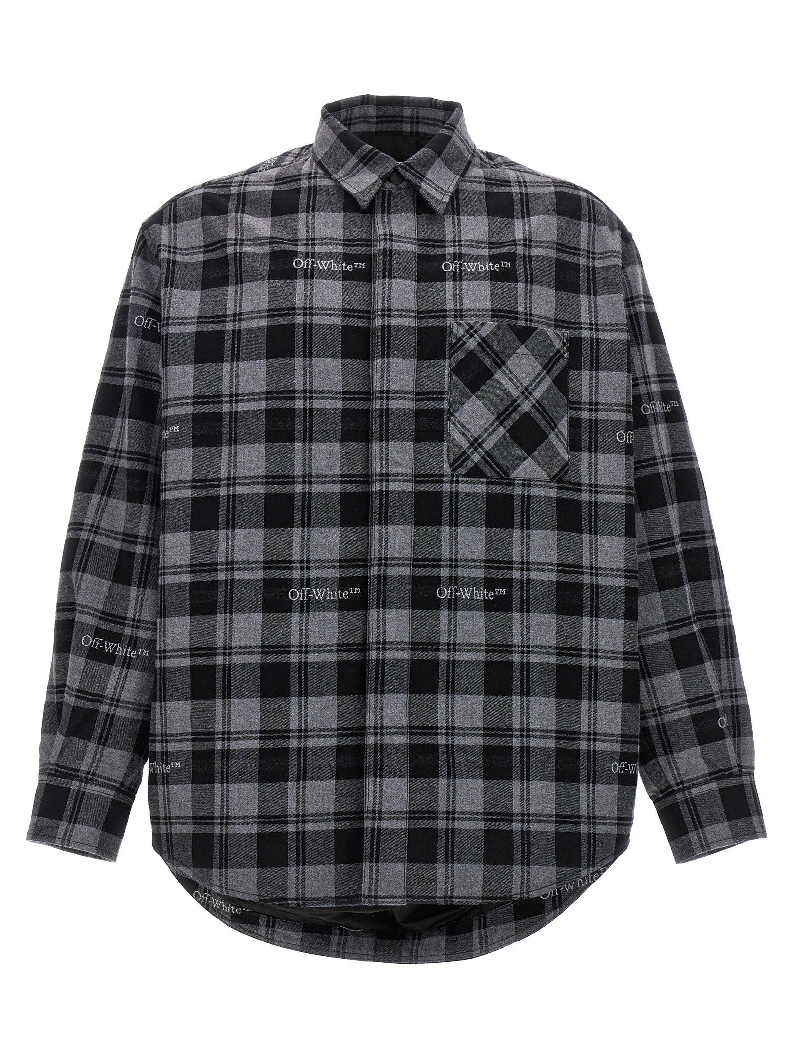 Off-White Check Flannel Padded Jacket Grey