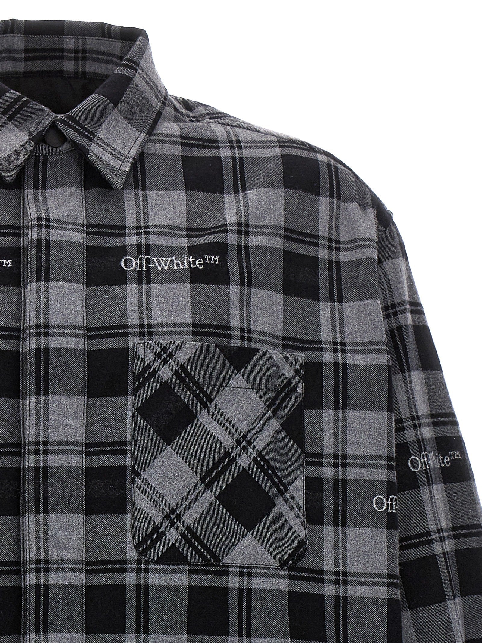 Off-White Check Flannel Padded Jacket Grey