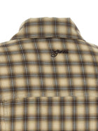Ganni Check Flannel Peplum Shirt Beige, view 4