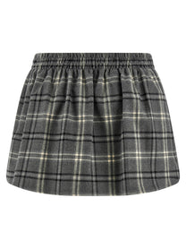 Miu Miu Check Flannel Skirt Grey