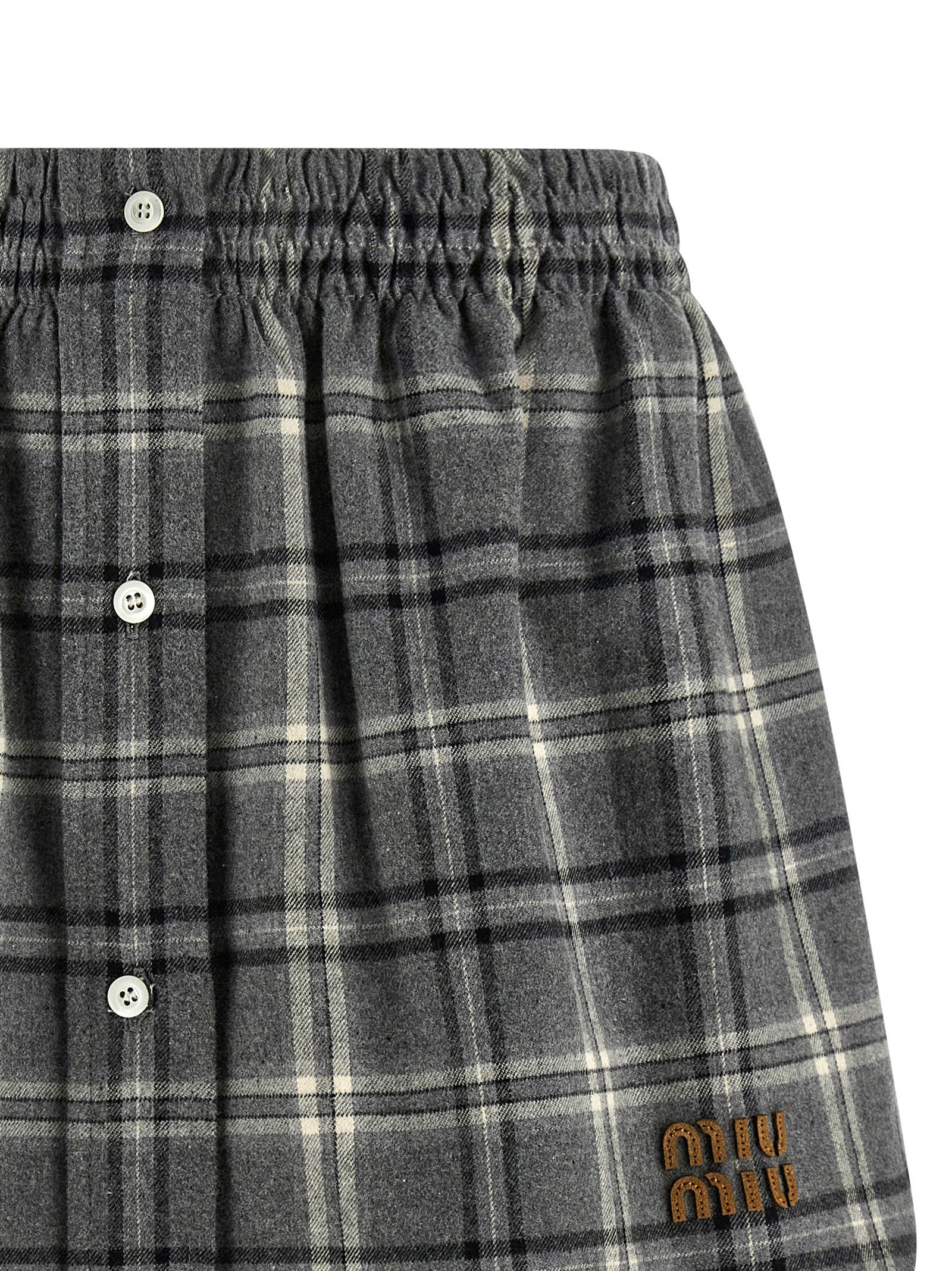 Miu Miu Check Flannel Skirt Grey