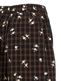 Ganni Check Flower Bermuda Shorts Brown