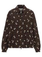 Ganni Check Flower Bomber Jacket Brown