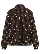 Ganni Check Flower Bomber Jacket Brown, view 2