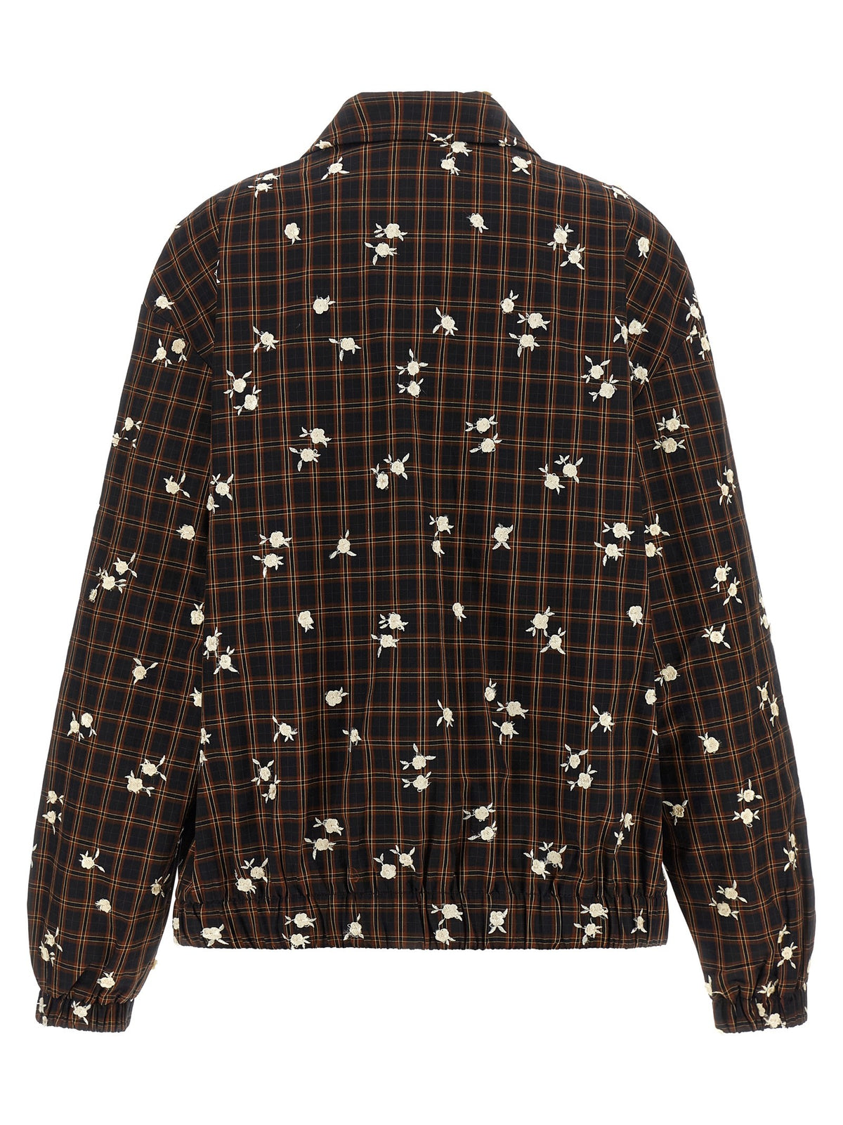 Ganni Check Flower Bomber Jacket Brown, view 2