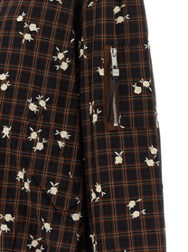 Ganni Check Flower Bomber Jacket Brown