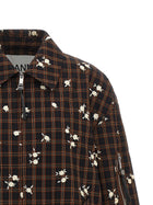 Ganni Check Flower Bomber Jacket Brown, view 3