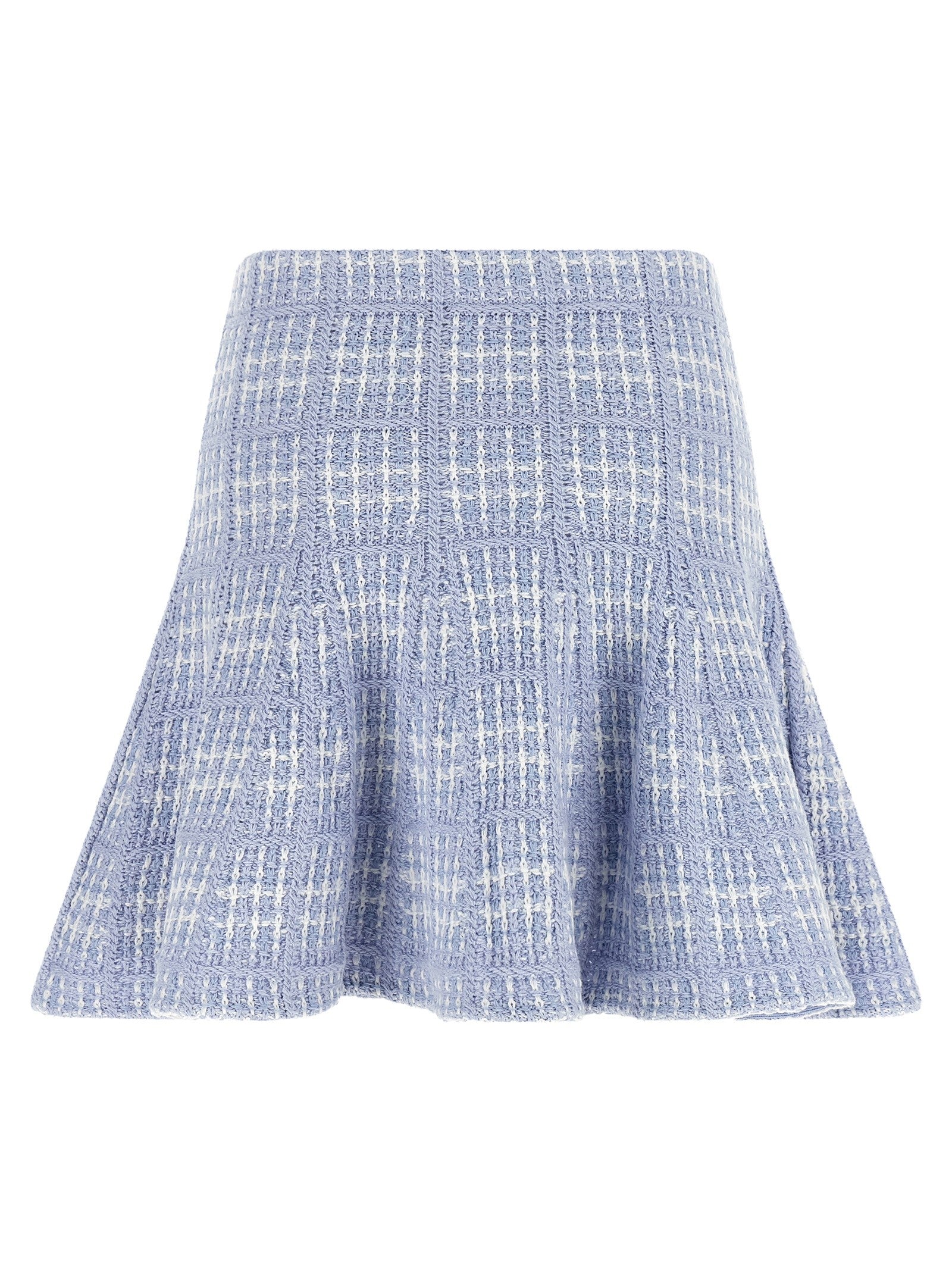 self-portrait Check Knit Skirt Blue