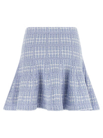 self-portrait Check Knit Skirt Blue