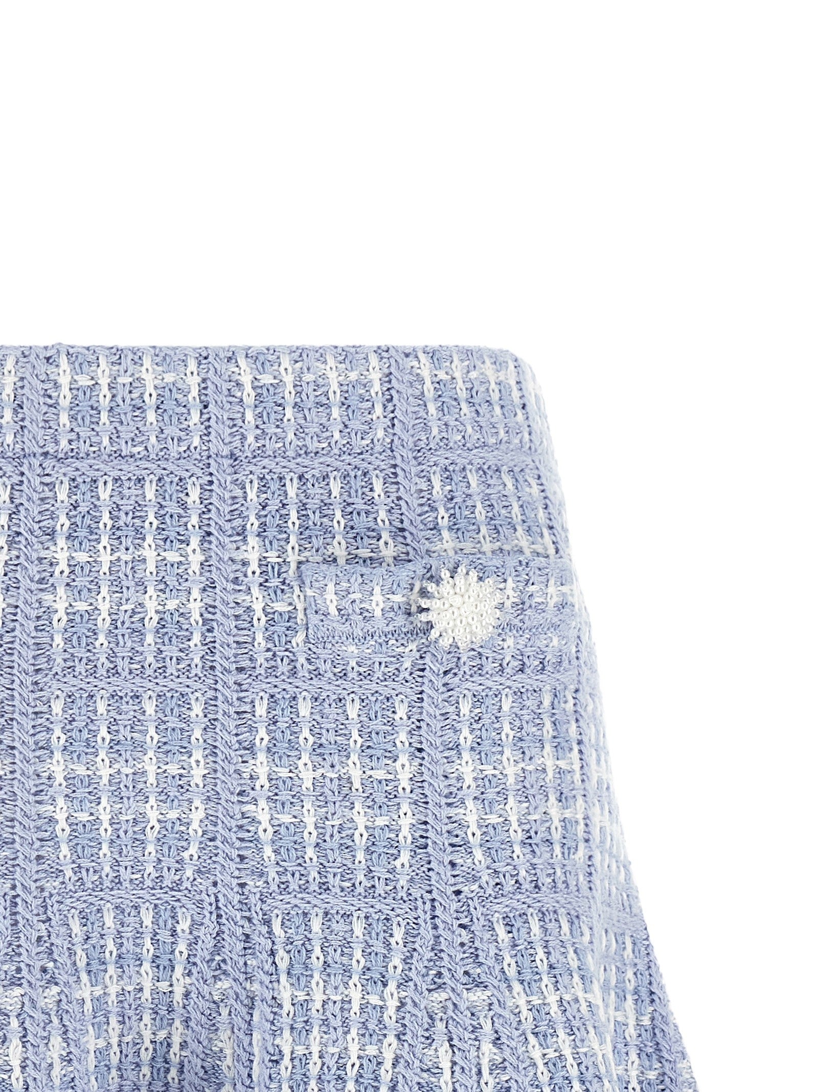 self-portrait Check Knit Skirt Blue