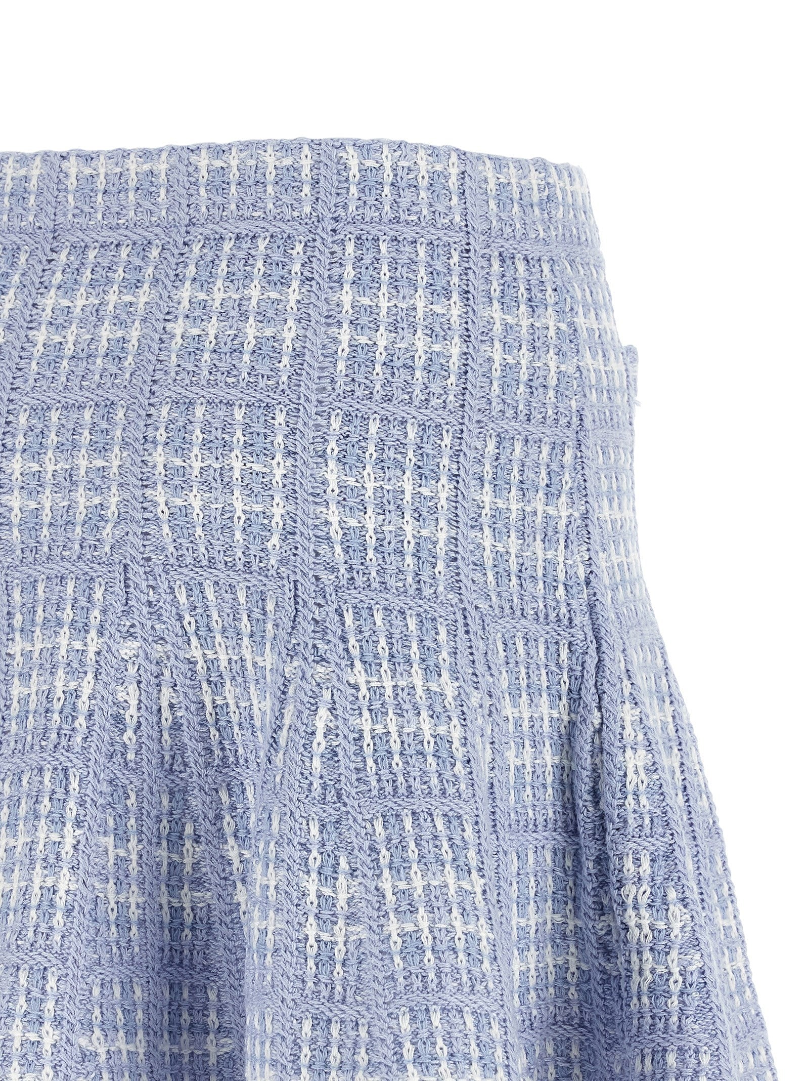 self-portrait Check Knit Skirt Blue