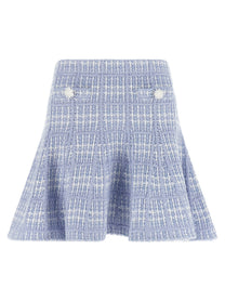 self-portrait Check Knit Skirt Blue