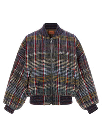 Missoni Check Pattern Bomber Jacket Gold