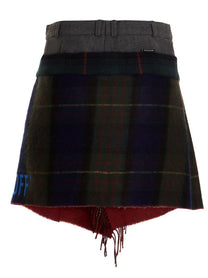 1/Off Check Scarf Reworked Skirt Gold