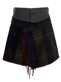 1/Off Check Scarf Reworked Skirt Gold