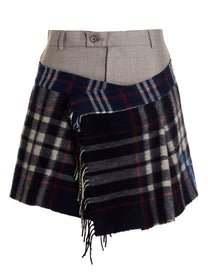 1/Off Check Scarf Reworked Skirt Gold