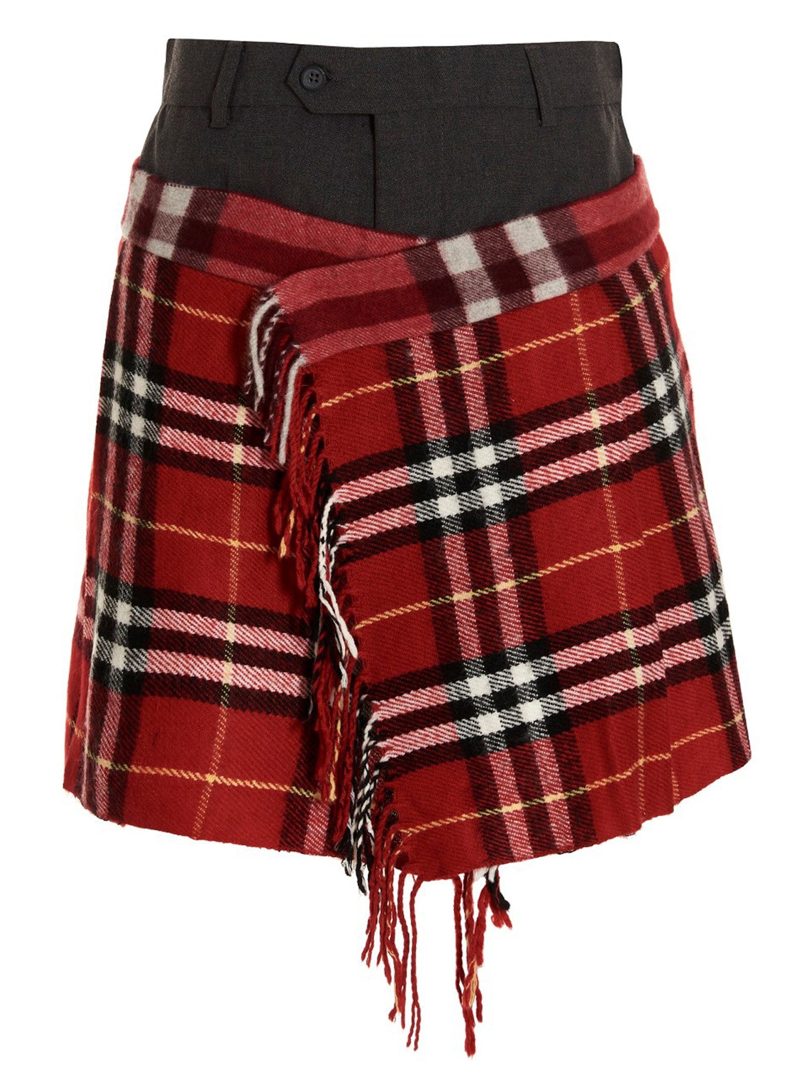 1/Off Check Scarf Reworked Skirt Gold