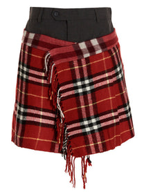 1/Off Check Scarf Reworked Skirt Gold