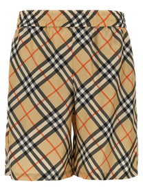 Burberry Check Silk Bermuda Shorts Beige